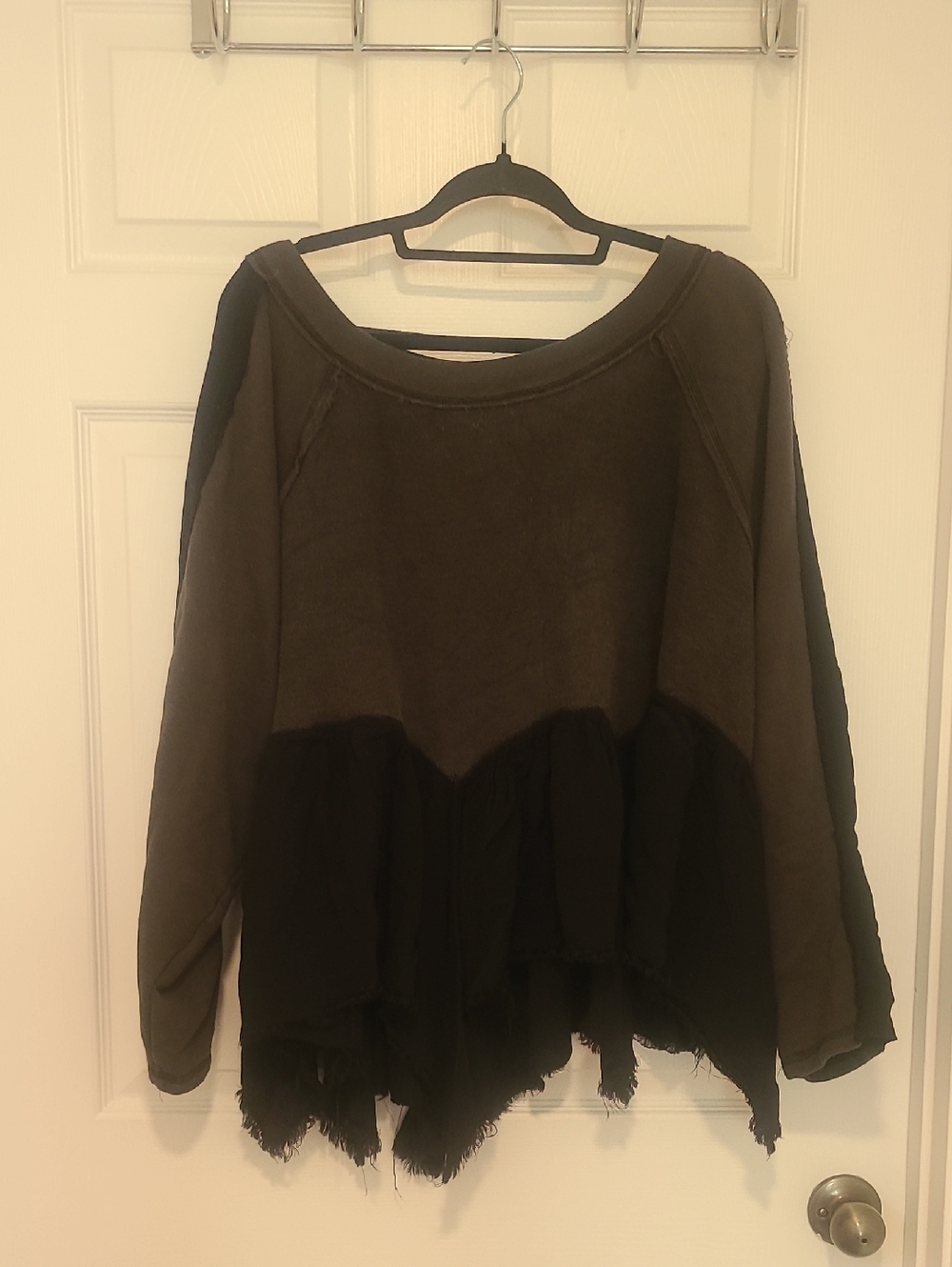 Free People Charcoal Layered Peplum Sweatshirt